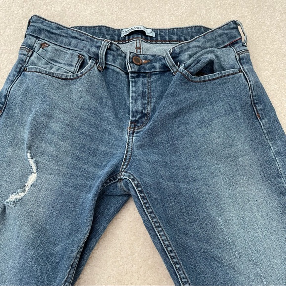 Zara Z1975 Basic Denim Ripped Cropped Jeans - 8 - Picture 2 of 13